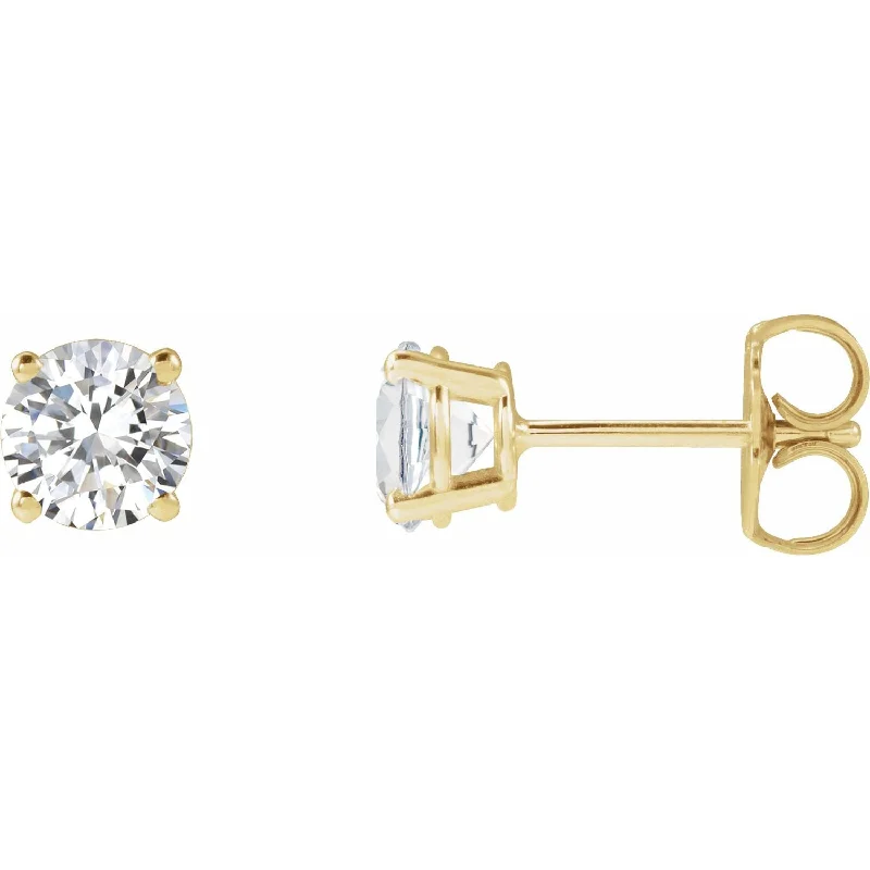 Stud Earrings with Star Motifs -14K Gold 1ct Lab-Grown Diamond Stud Earrings Clarity VS, Color F-G