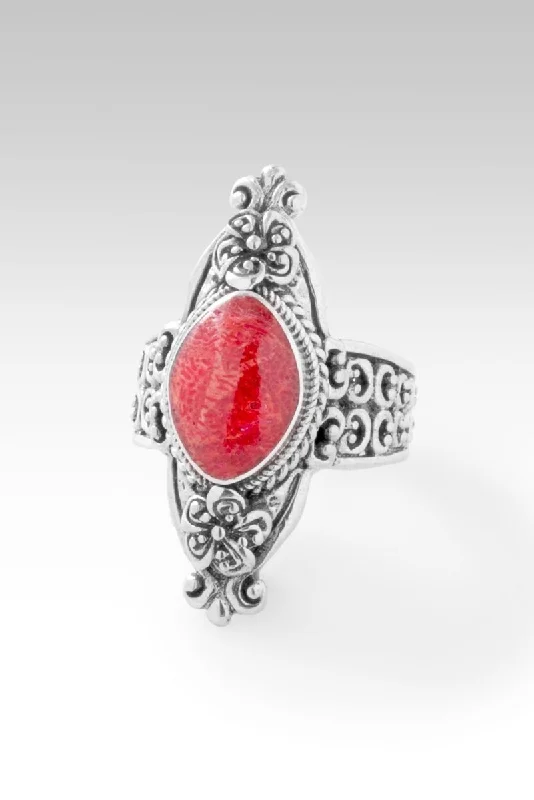 Women’s rings with faceted garnet for richness -Journey of Faith Ring™ in Red Sponge Coral