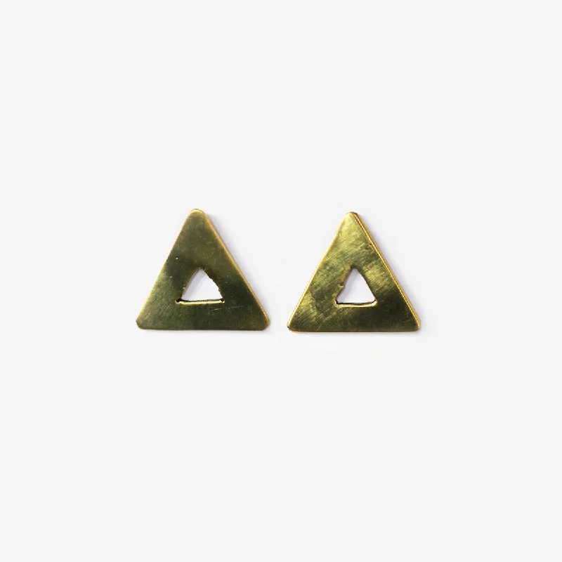 Gold Stud Earrings for Women -Triangle Brass Stud Earrings