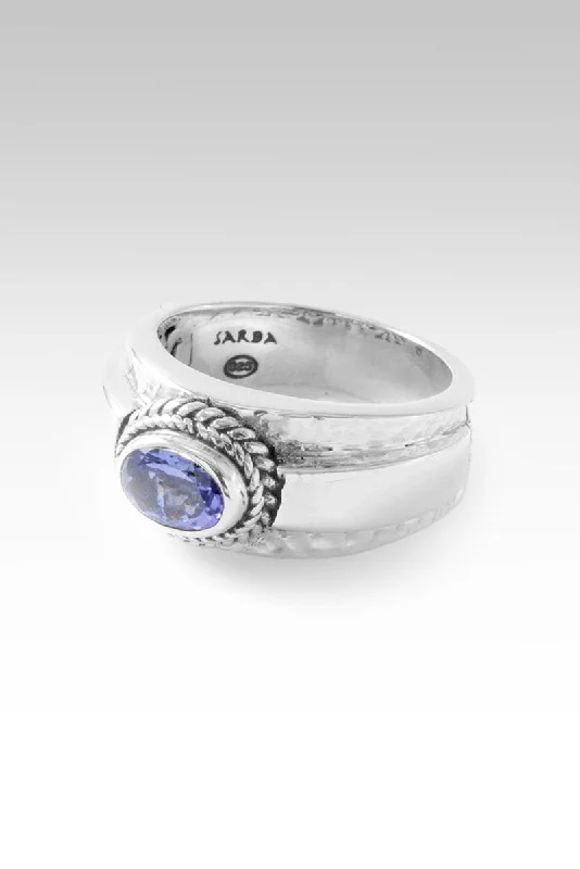 Women’s rings with claw-set onyx for sleek -Journey to Self Ring™ in Tanzanite