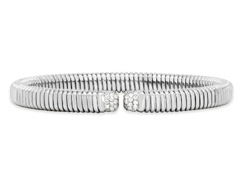 Bracelets with knot accents for symbolic charm -Tubogas Diamond Bracelet in 18K White Gold, by Beladora