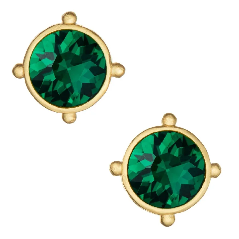 Stud Earrings with Etching -Women's Coupe Stud Earrings In Evergreen