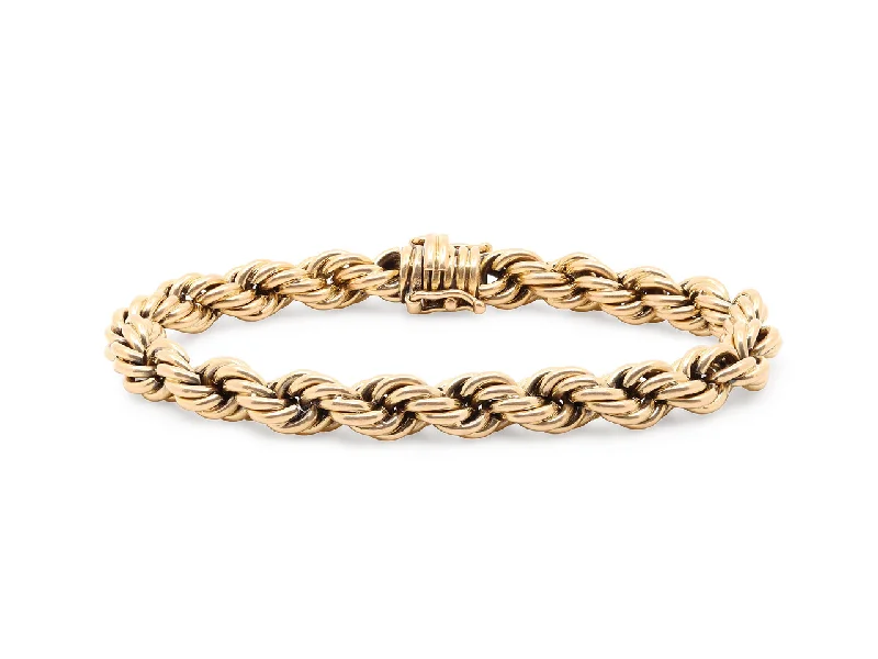 Bangles with gothic-inspired engravings for drama -Twisted Rope Bracelet in 18K Gold