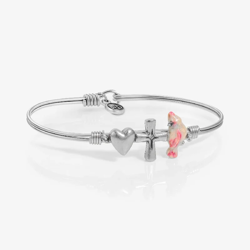 Bracelets with sunstone gems for fiery shine -Love, Faith & Her Remembrance Bangle Bracelet