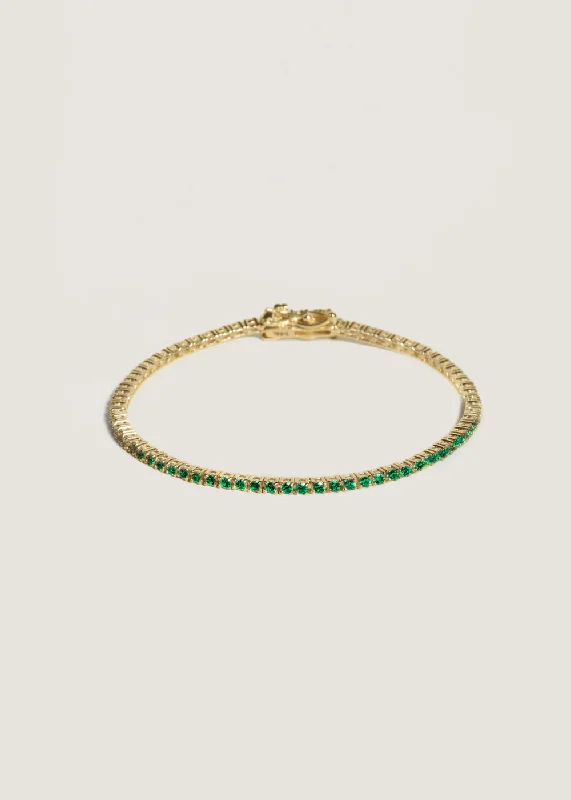 Bracelets with spiral ruby for striking twist -Diana Tennis Bracelet Emerald Yellow Gold