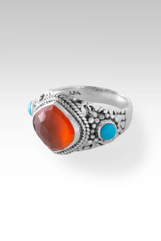 Women’s rings with etched wave band designs -Joyful Ring II™ in Carnelian