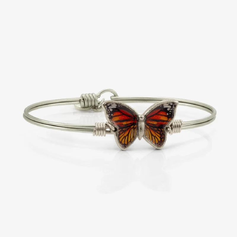 Bracelets with opal gems for iridescent glow -New Monarch Butterfly Bangle Bracelet