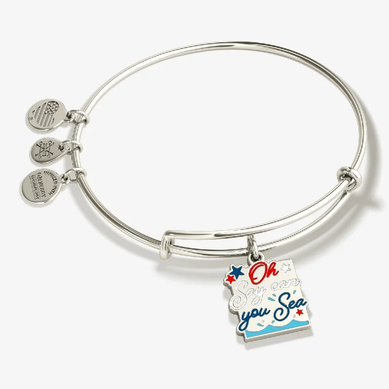 Bracelets with smoky quartz for muted tones -'Oh Say Can You Sea' Patriotic Charm Bangle Bracelet