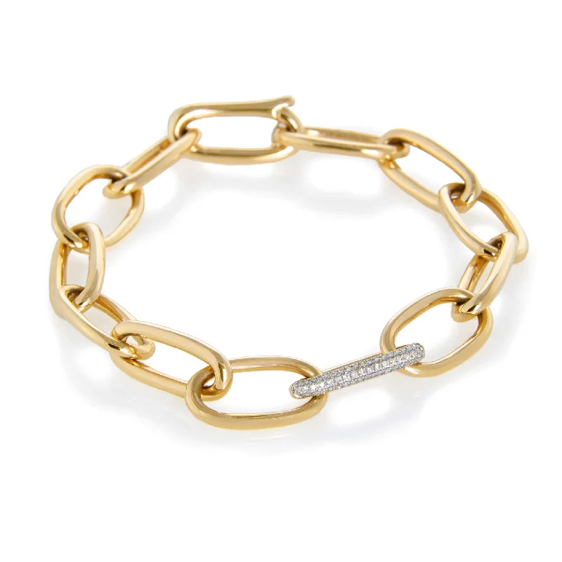 Bracelets with black diamond for bold edge -Solid Gold Link Bracelet