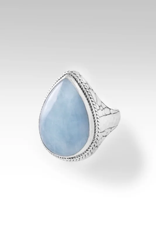 Women’s rings with polished amber for warmth -Patient in Trials Ring™ in Aquamarine