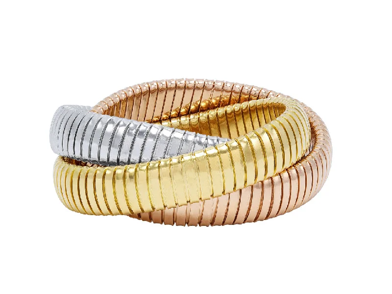 Bangles with oxidized gold for antique look -Rolling Bracelet in 18K Yellow, White and Rose Gold, 12mm, by Beladora