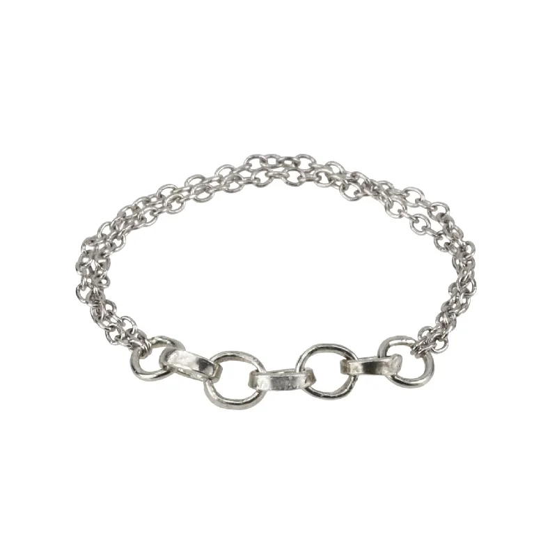 Women’s delicate rings with tiny sapphire accents -"Delia" Sterling Silver Flexible Chain and Link Ring