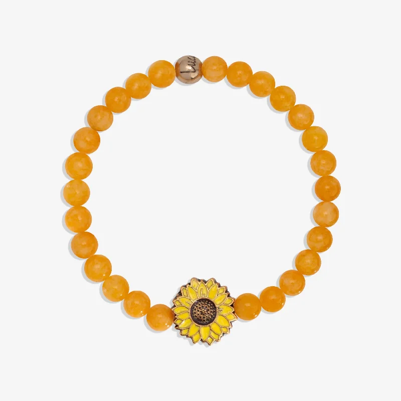 Bangles with herkimer diamonds for raw clarity -Sunflower Stretch Bracelet with Natural Yellow Opal Beads