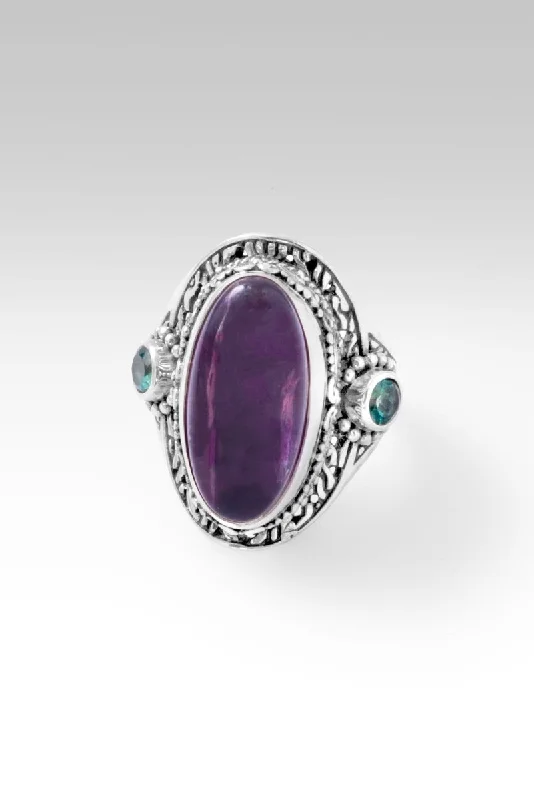 Women’s rings with clustered rose quartz stones -Resilience Ring™ in Rainbow Fluorite