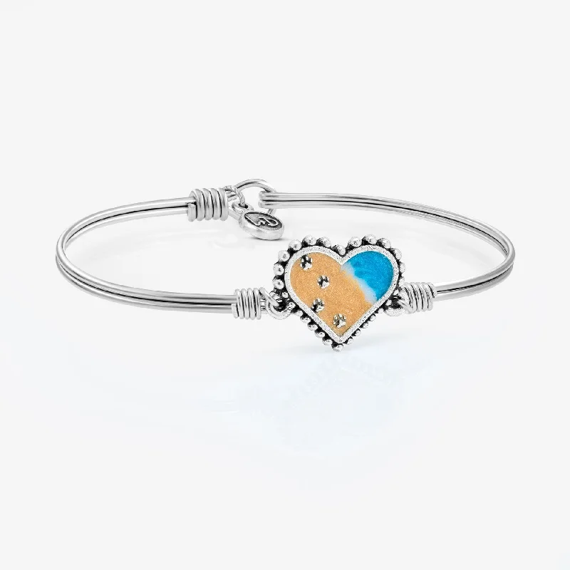 Bangles with personalized initial charm engravings -Pawprints In The Sand Bangle Bracelet