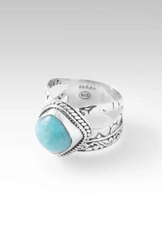 Women’s rings with shield-cut topaz stones -Trust and Be Faithful Ring™ in Amazonite