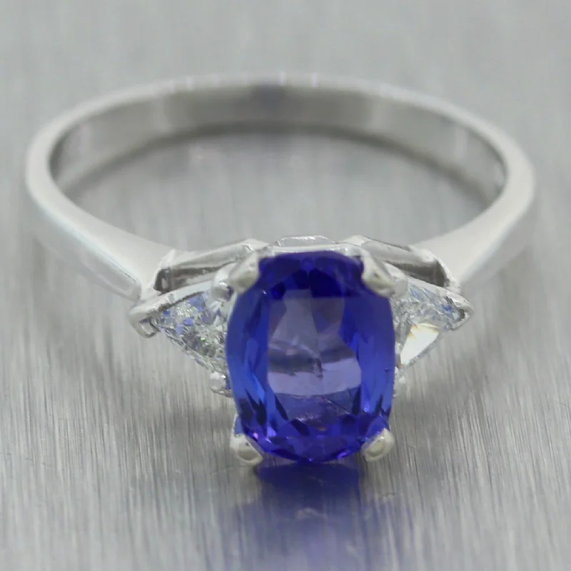 Women’s rings with aventurine for green luck -Vintage Estate Platinum 1.90ctw Tanzanite & Diamond Ring