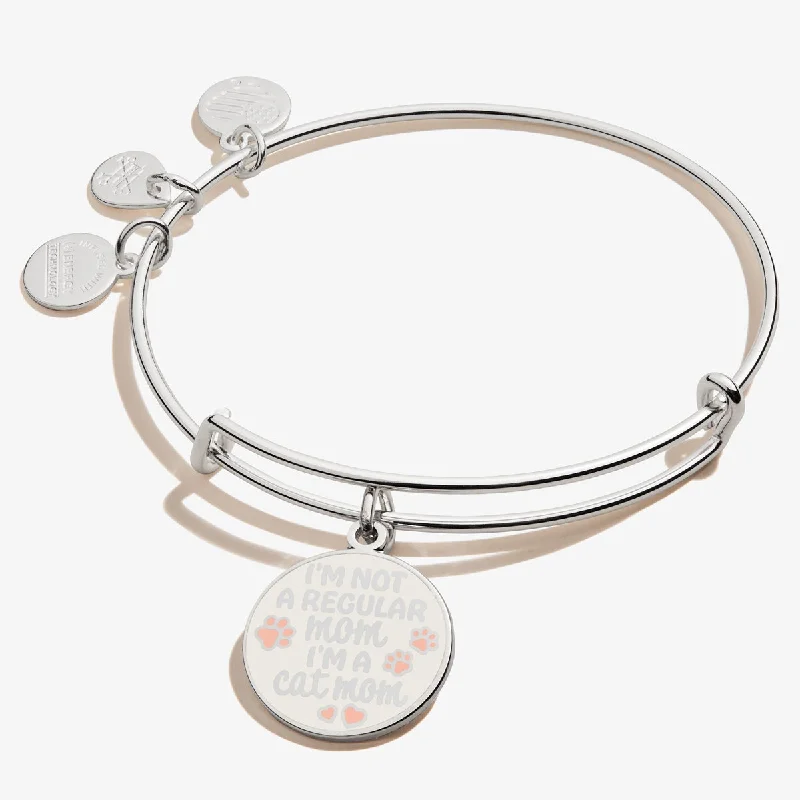 Bracelets with lotus motifs for spiritual vibe -'I’m A Cat Mom' Charm Bangle