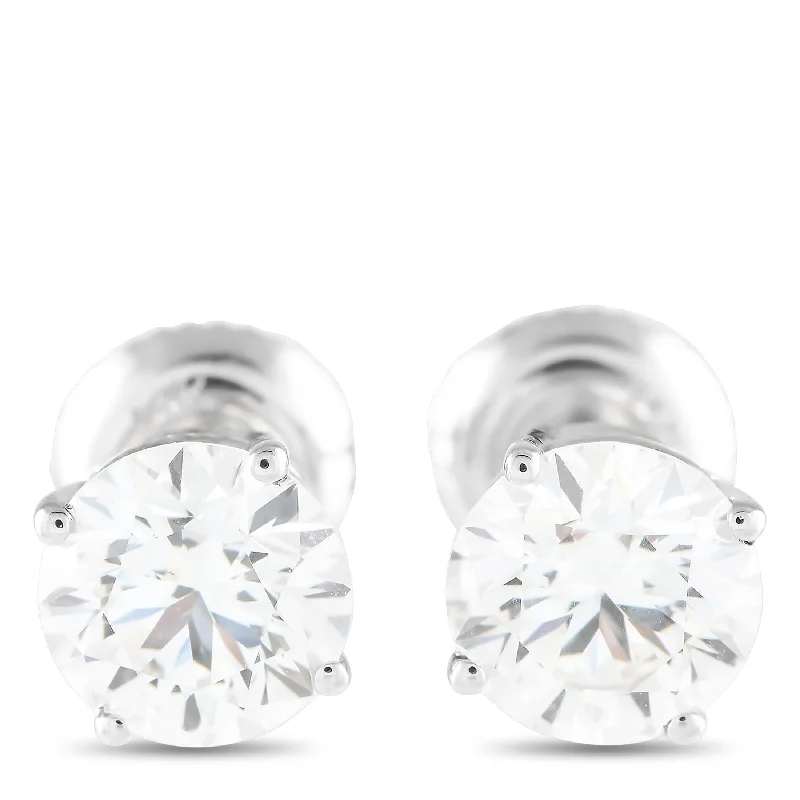 Stud Earrings with Leaf Motifs -White Gold 2.05ct Lab Grown Diamond Stud Earrings MF12-120424