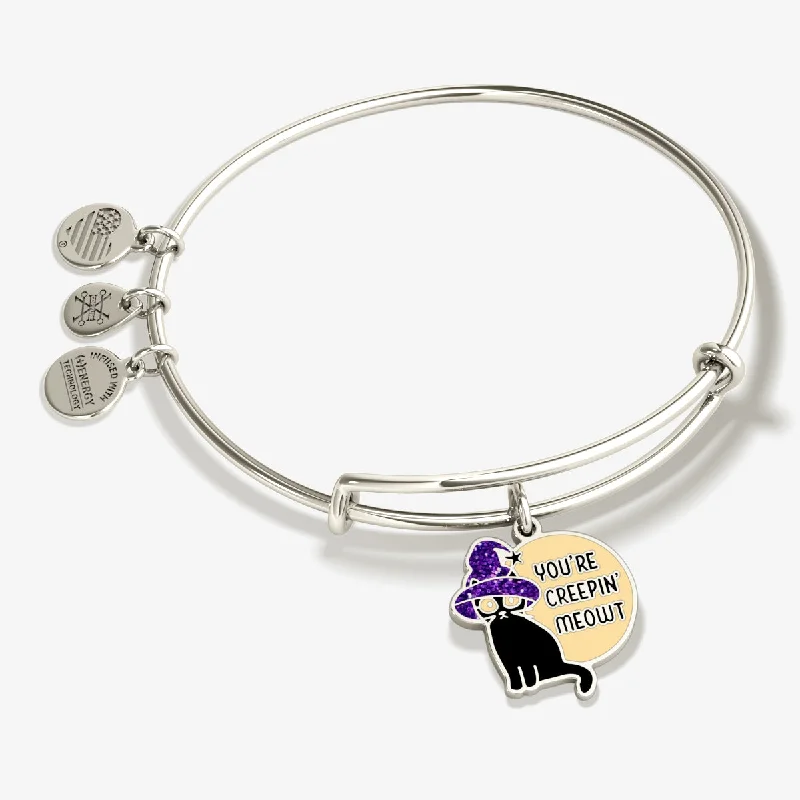 Bracelets with citrine stones for warm tones -'You're Creepin' Meowt' Charm Bangle Bracelet