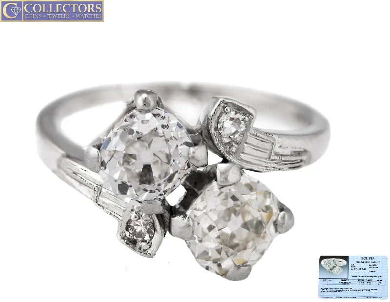 Women’s rings with raw moonstone for mystique -Lovely Ladies Estate Platinum 1.68ctw Old Mine Brilliant Diamond Ring EGL