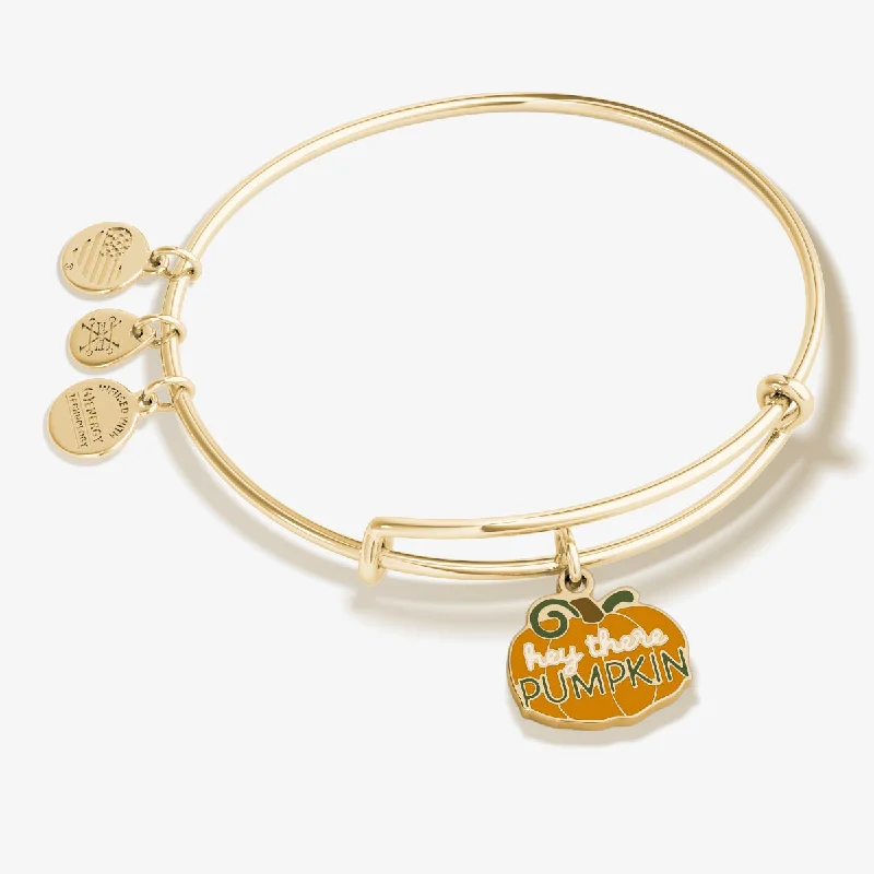 Bracelets with emerald stones for green luxury -'Hey There Pumpkin' Charm Bangle Bracelet