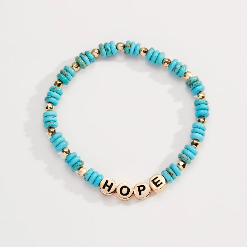 Bracelets with woven leather for rustic style -'Hope' Turquoise Stretch Bracelet