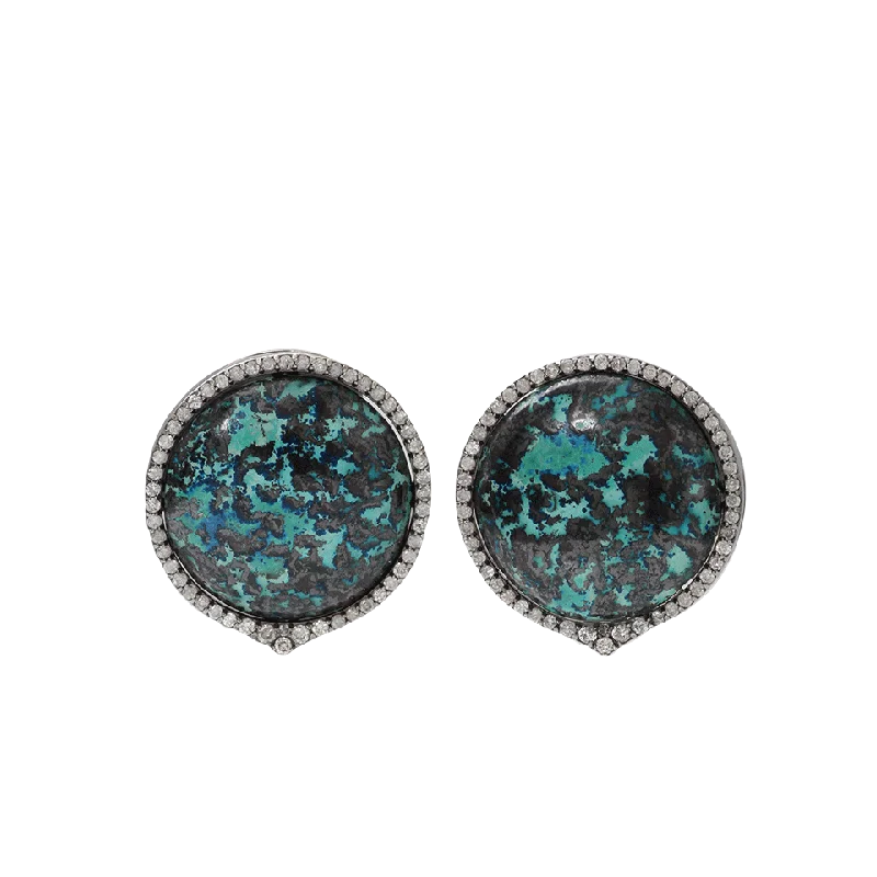 Stud Earrings with Gemstones and Beads -Shattuckite Stud Earrings