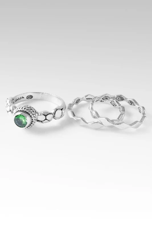 Women’s silver rings featuring bold turquoise gems -U R Loved Ring Set of 3™ in Tsavorite Garnet