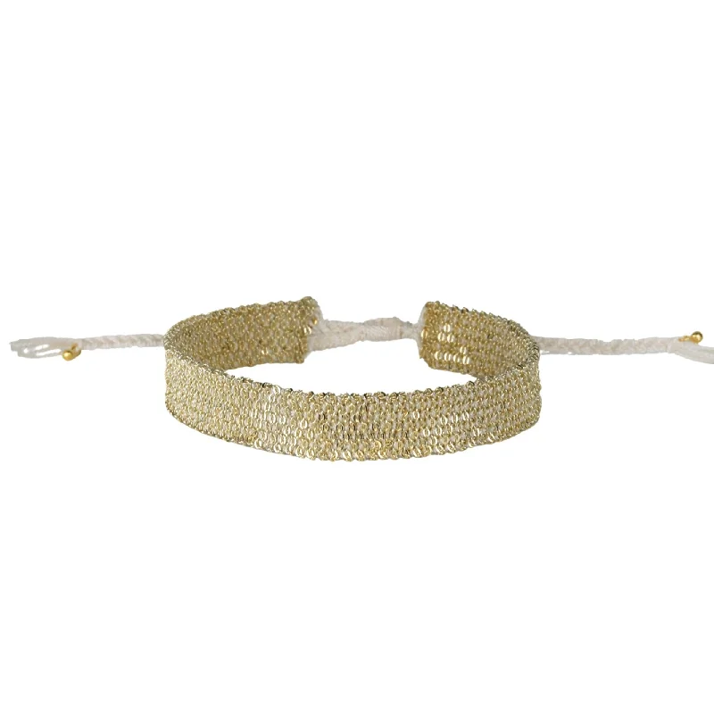 Bracelets with citrine stones for warm tones -White Silk & Gold Vermeil Woven Bracelet