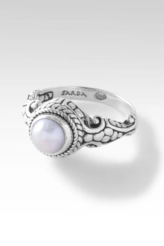 Women’s slim rings with pave sapphire accents -Love One Another Ring II™ in Freshwater Pearl