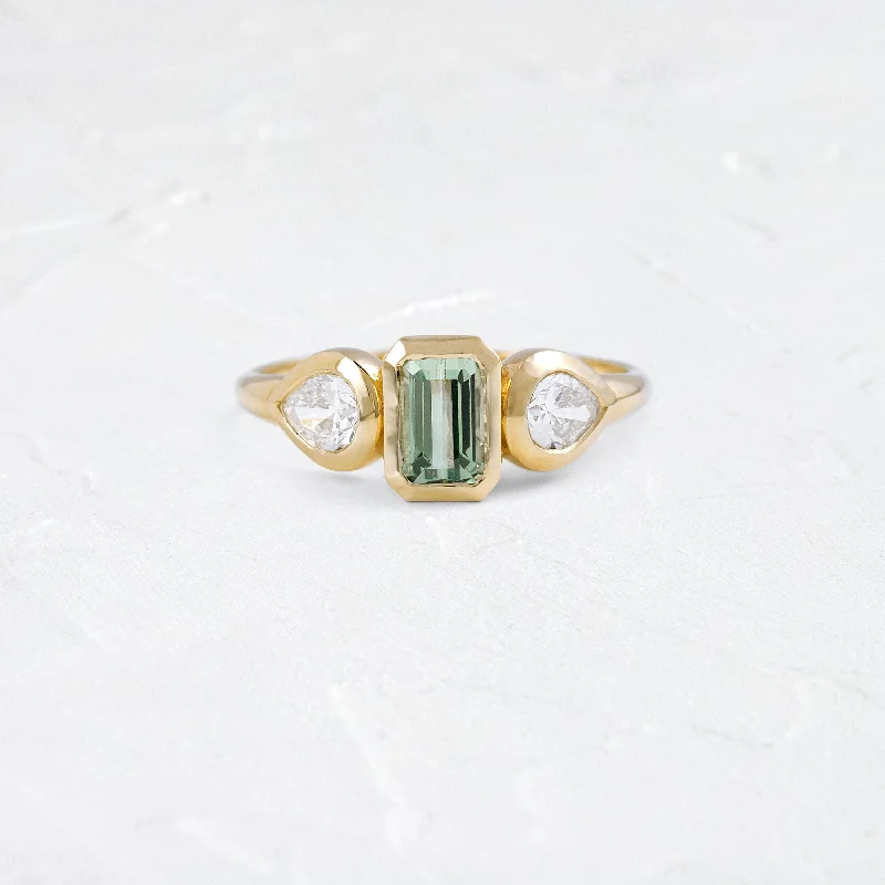 Women’s rings with smoky quartz for depth -Moonrise Ring, 0.73ct. Mint Green Tourmaline