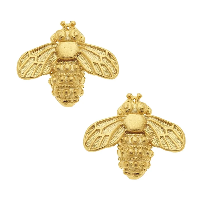 Magnetic Closure Stud Earrings for Easy -Susan Shaw Gold Bee Stud Earrings