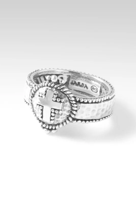 Women’s bridal rings with diamond halo settings -Shield Of Faith Ring™ in Hammered