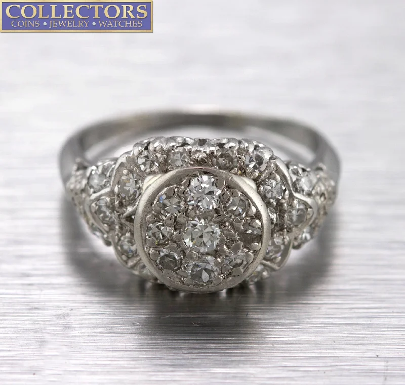 Women’s rose gold rings with moonstone glow -Stunning Ladies Antique Estate Platinum 0.53ctw Diamond Engagement Ring