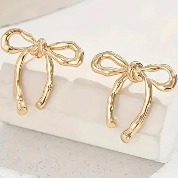 Large Stud Earrings for Statement -Chic Bowknot Ribbon Stud Earrings for Women