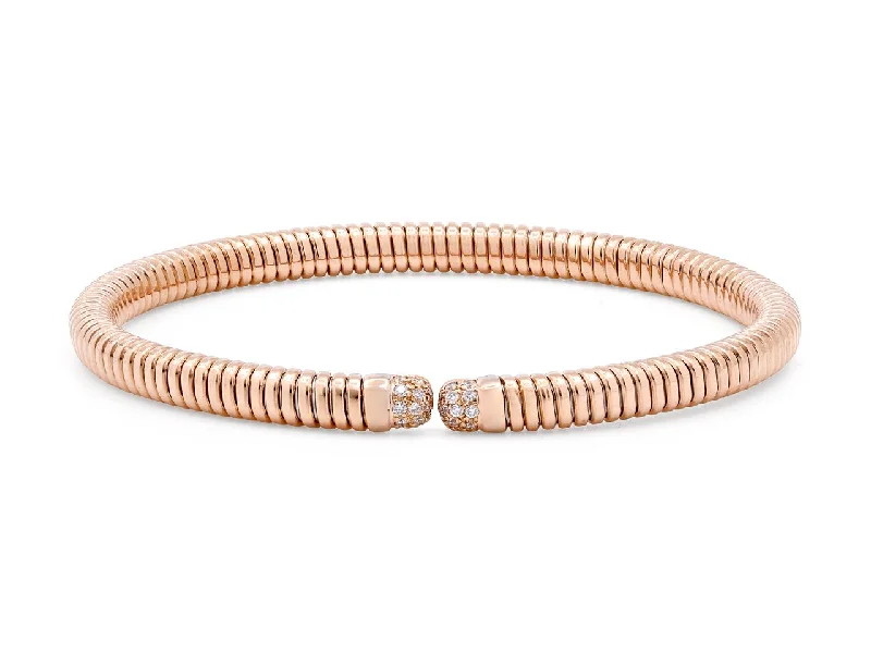 Bangles with blue quartz for cool tones -Tubogas Diamond Bracelet in 18K Rose Gold, Small, by Beladora