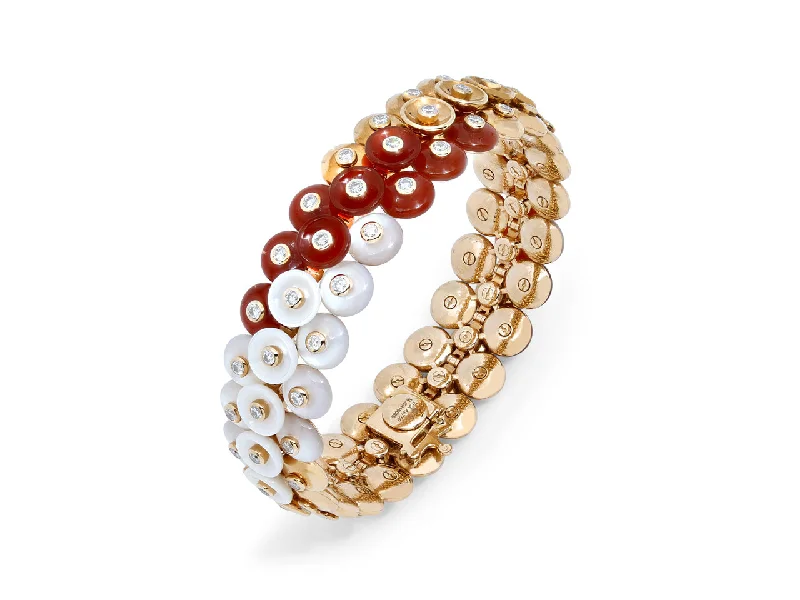 Bracelets with rough jade for natural calm -Van Cleef & Arpels 'Bouton d'or' Carnelian, Mother-of-Pearl and Diamond Bracelet in 18K Rose Gold