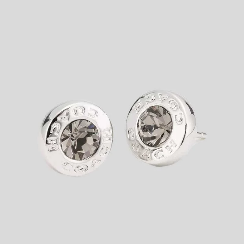 Stud Earrings with Infinity Symbols -COACH Open Circle Stone Stud Earrings Silver F54516