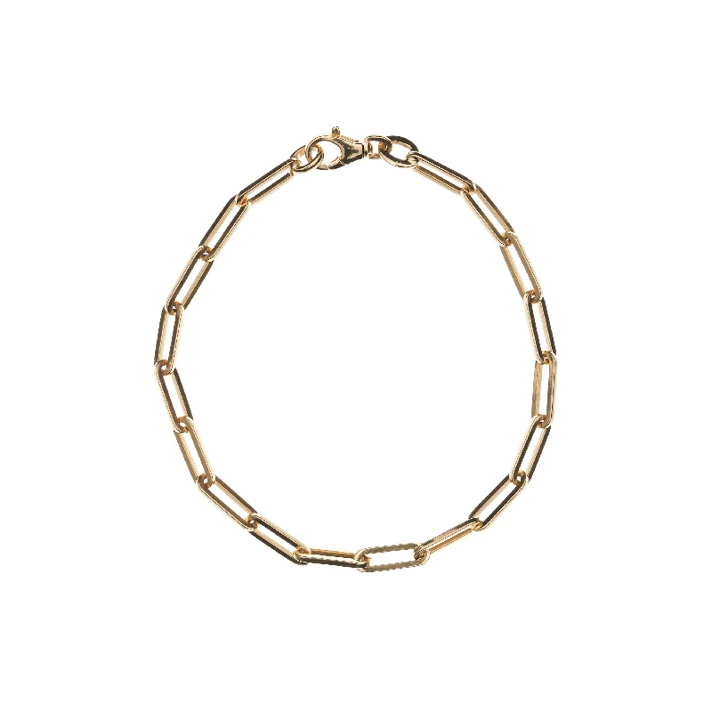 Bangles with tiger eye bands for warmth -Stephanie Windsor 14k Gold Solid Paperclip Chain Bracelet