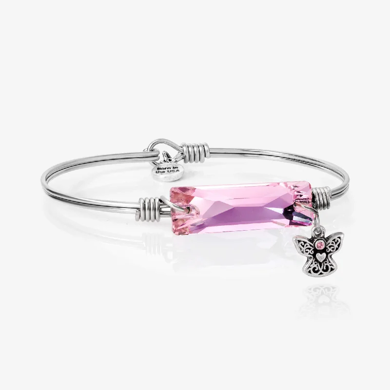 Bracelets with black diamond for bold edge -Breast Cancer Hudson Angel Bangle Bracelet