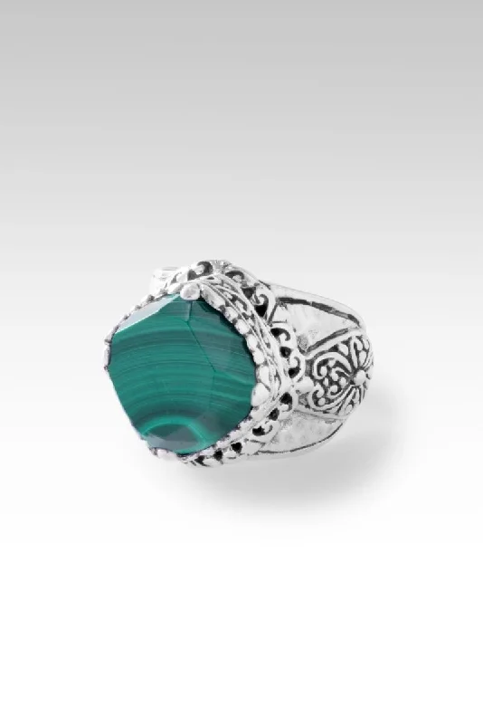 Women’s vintage-style rings with oxidized finish -Walk in Wisdom Ring™ in Malachite