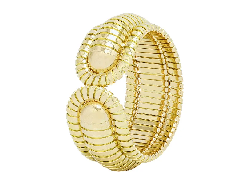 Bracelets with engraved messages for sentiment -Bordered Domed Cuff Bracelet in 18K Gold, by Beladora