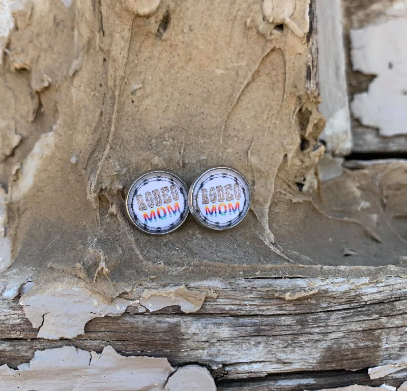 Stud Earrings for School Uniform -Rodeo Mom Leopard/Serape Silver Druzy Stud Earrings