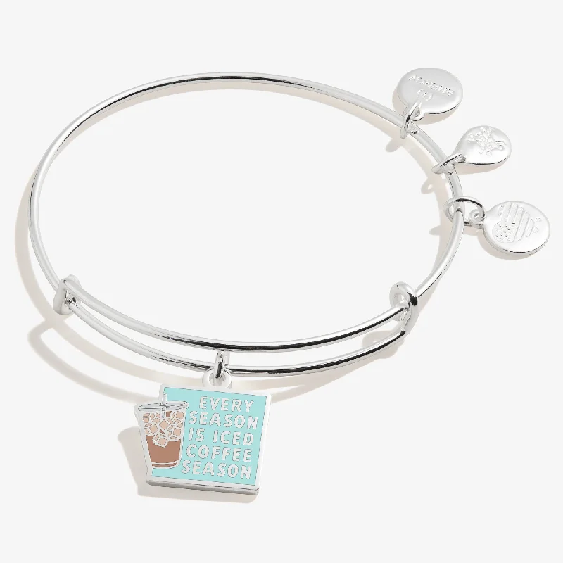 Bangles with chunky designs for statement wear -Every Season is Iced Coffee Season' Charm Bangle Bracelet