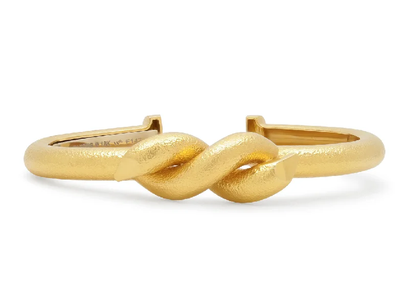 Bangles with sleek opal for iridescent charm -David Webb 'Twisted Nail' Cuff Bracelet in 18K Gold