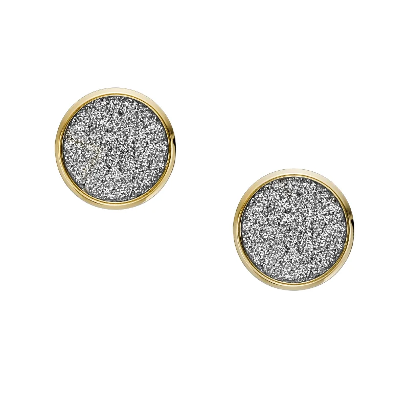 Stud Earrings for Bridesmaids Look -Fossil Women's Hazel Glitz Paper Gold-Tone Stainless Steel Stud Earrings