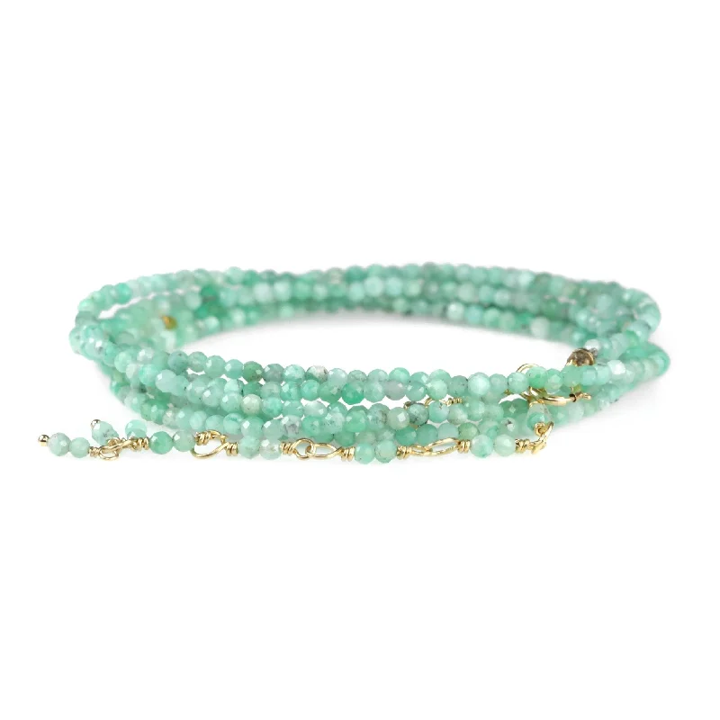 Bangles with rainbow moonstone for color play -Pale Opaque Emerald Beaded Wrap Bracelet