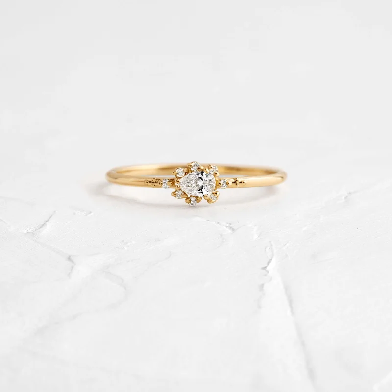 Women’s rings with herkimer diamonds for clarity -Petals Fall Ring