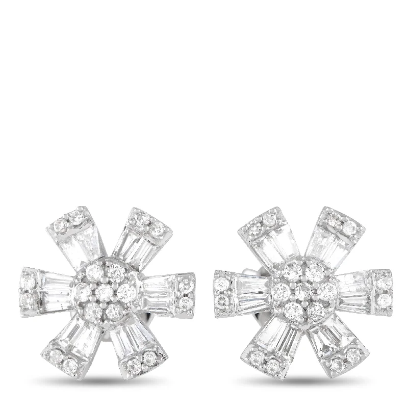 Stud Earrings with Animal Motifs -White Gold 0.70ct Diamond Pinwheel Stud Earrings ER28713-W